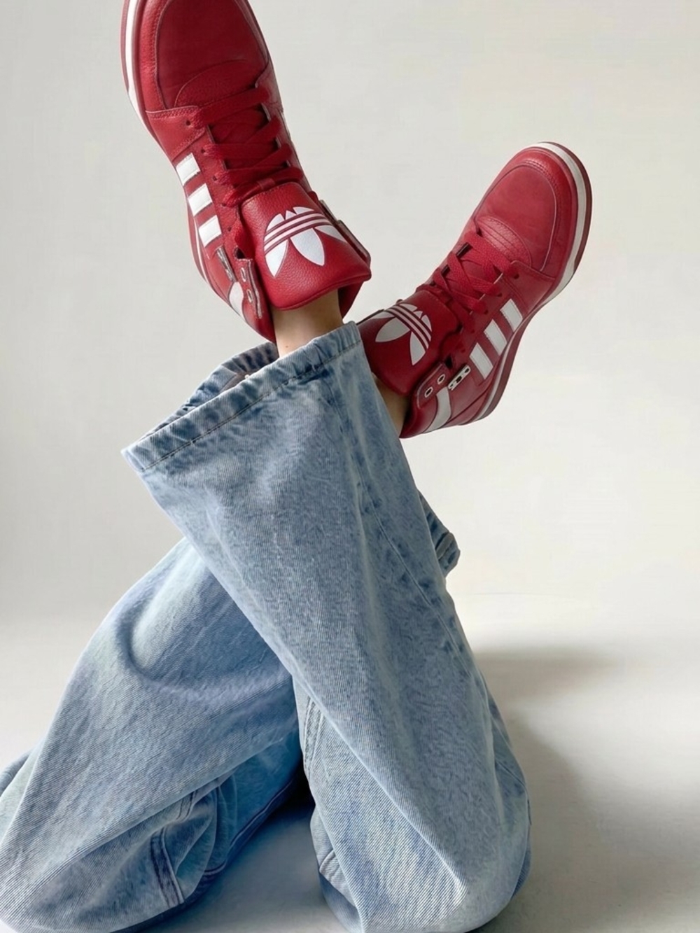 adidas Red High-Top Sneakers with White Stripes